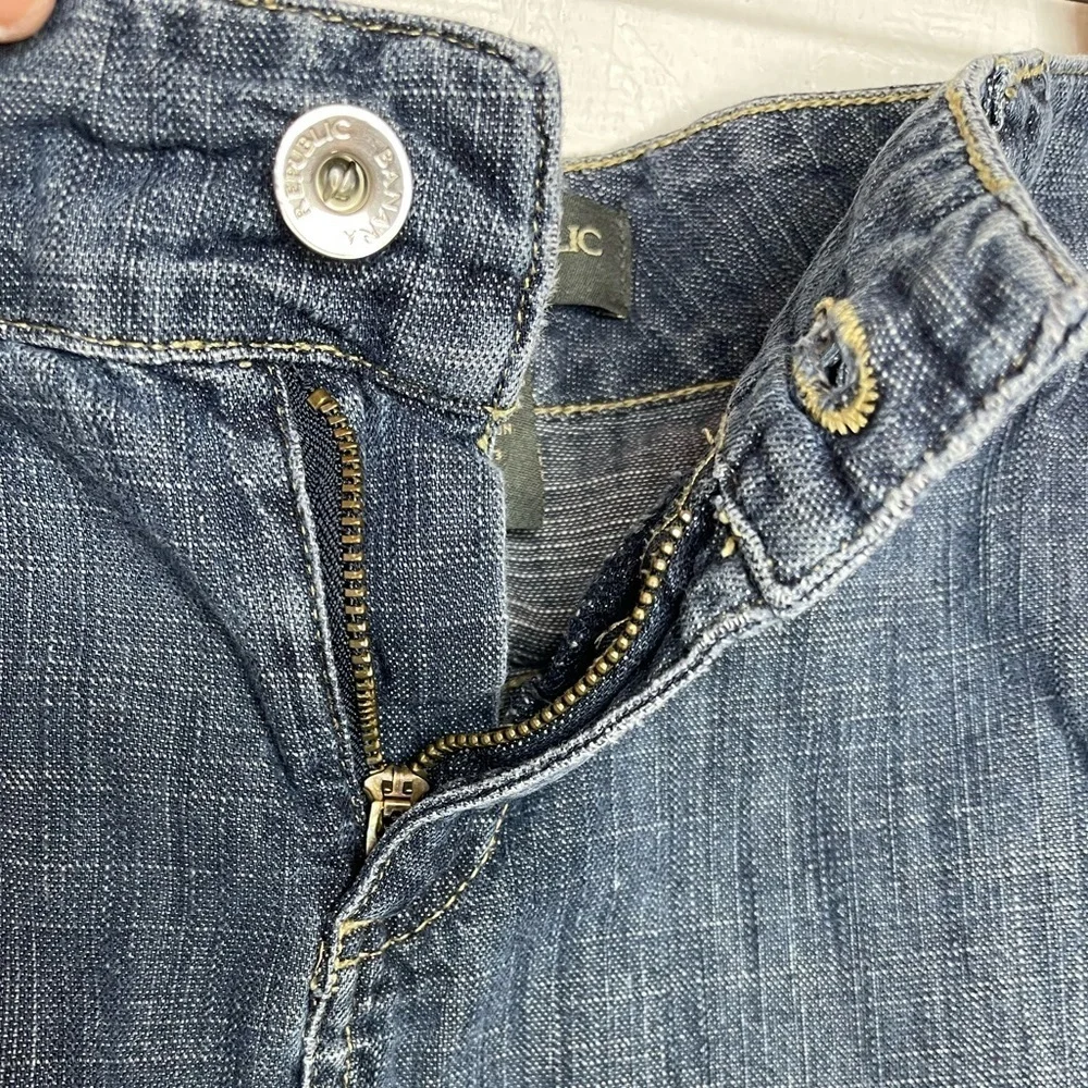 Vintage Banana Republic Asymmetrical Hem Line Cargo Denim Skirt Y2K Size 4 - Picture 5 of 9